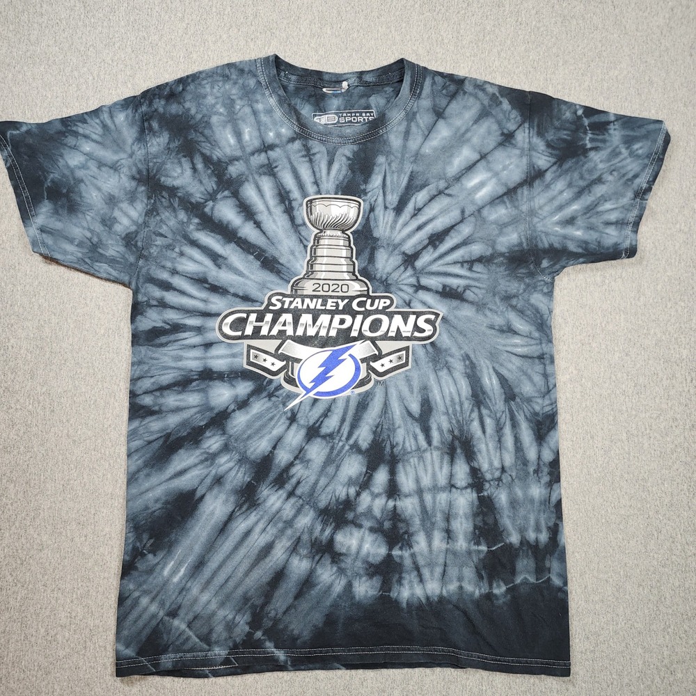 Tampa Bay Sports T-Shirt Mens Medium Black Tie Dye 2020 Stanley Cup Champions
